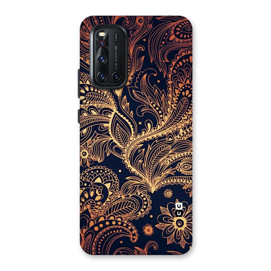 Classy Golden Leafy Design Back Case for Vivo V19