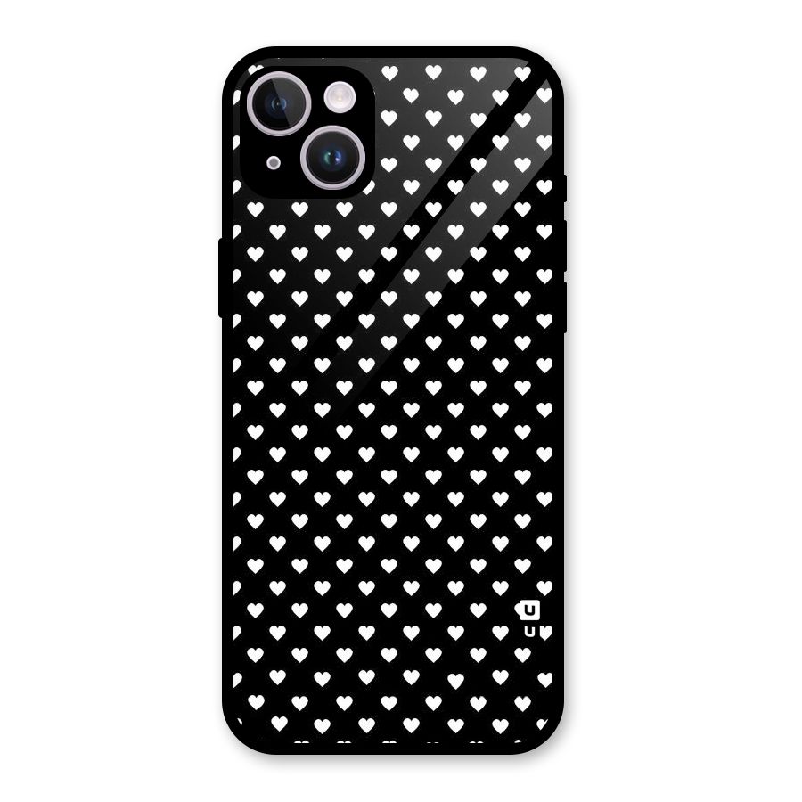 Classy Hearty Polka Glass Back Case for iPhone 14 Plus