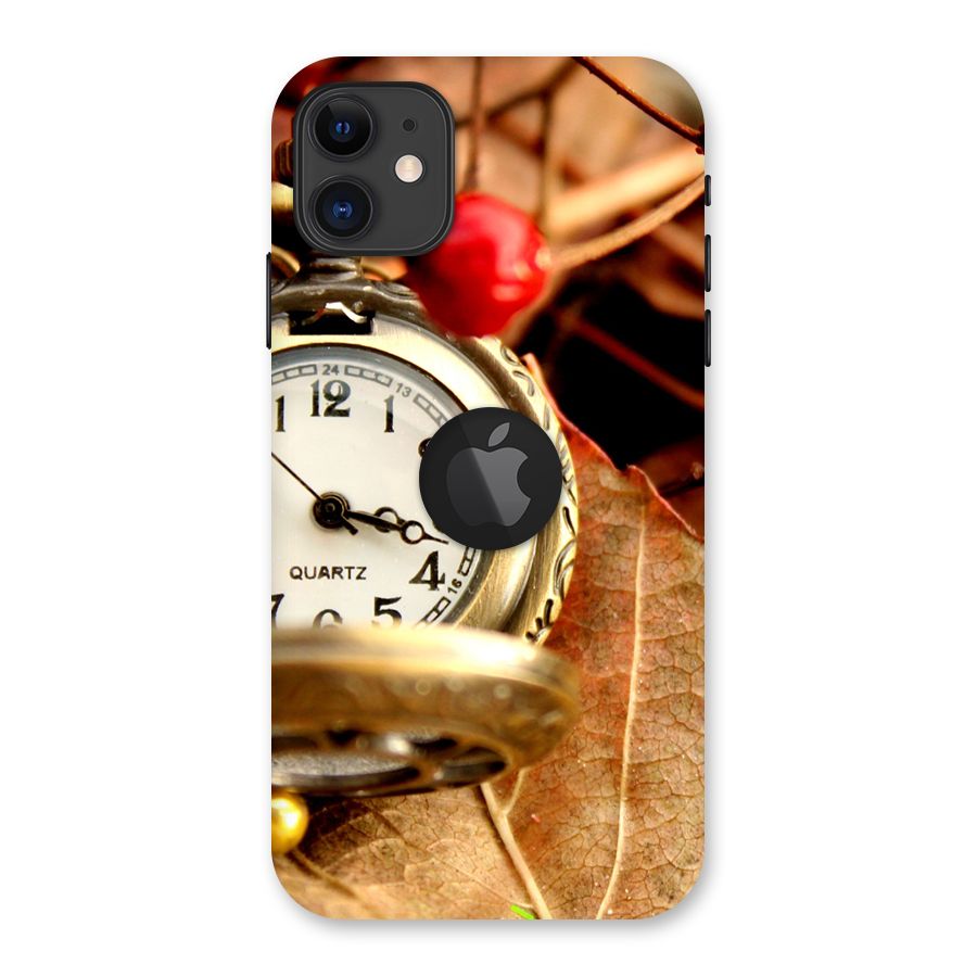 Clock And Cherry Back Case for iPhone 11 Logo Cut