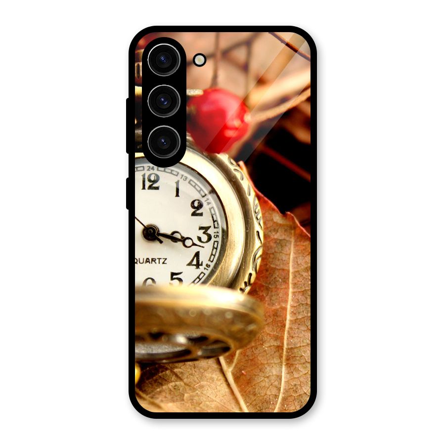 Clock And Cherry Glass Back Case for Galaxy S23