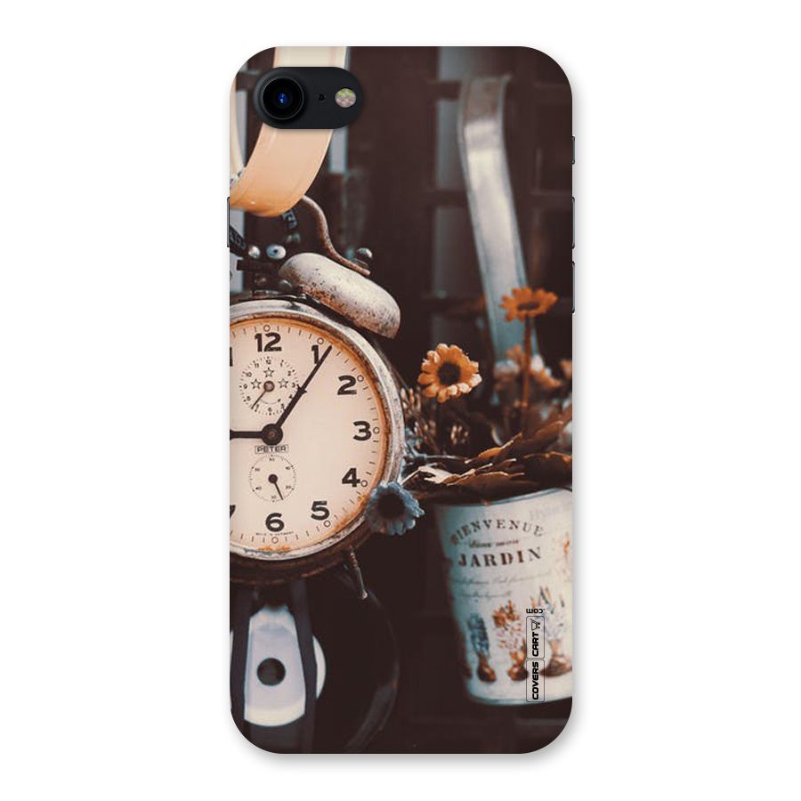 Clock And Flowers Back Case for iPhone SE 2020