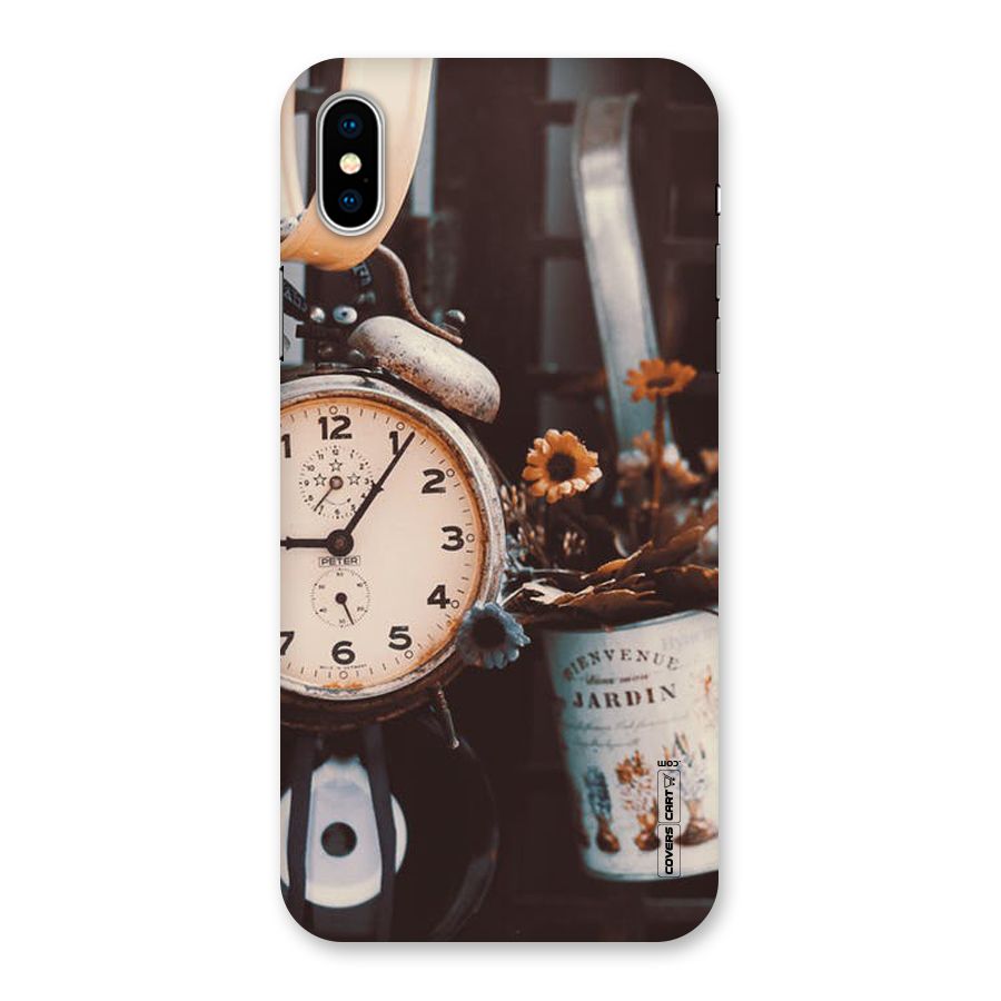 Clock And Flowers Back Case for iPhone XS