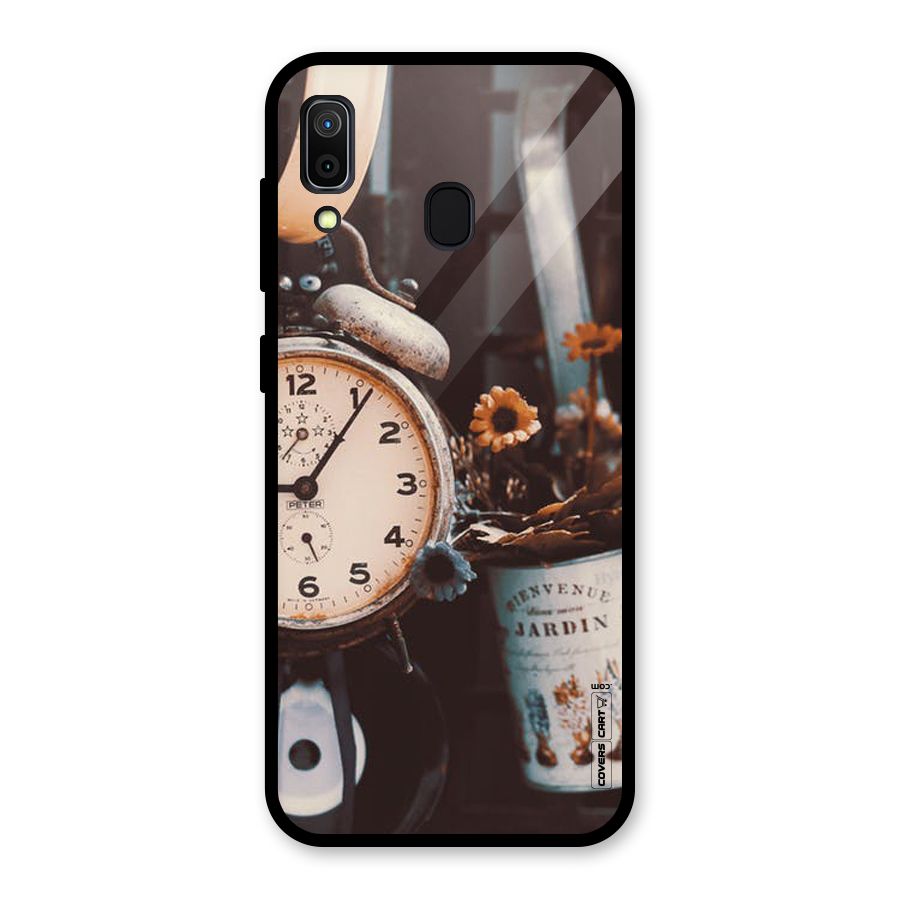 Clock And Flowers Glass Back Case for Galaxy A30