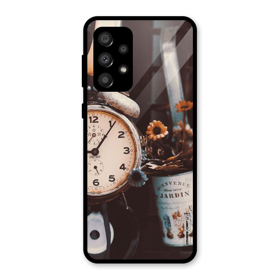 Clock And Flowers Glass Back Case for Galaxy A32