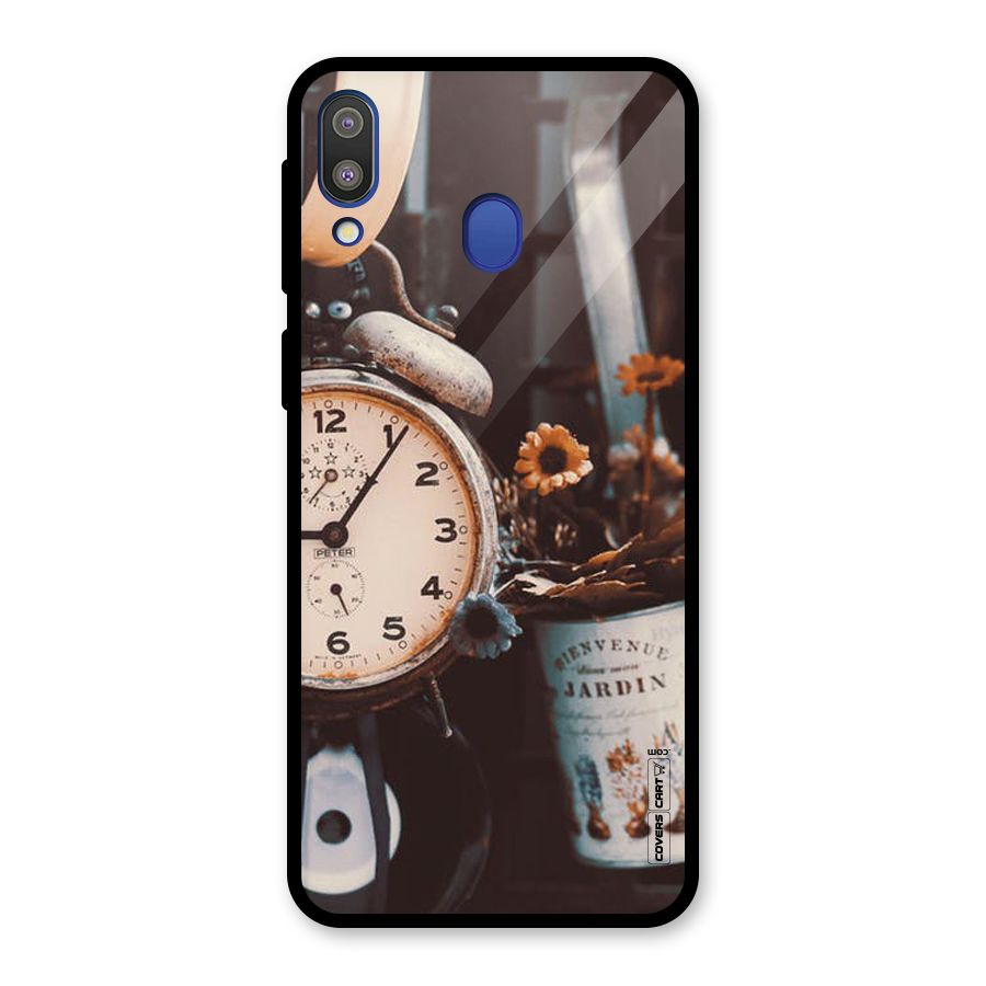 Clock And Flowers Glass Back Case for Galaxy M20