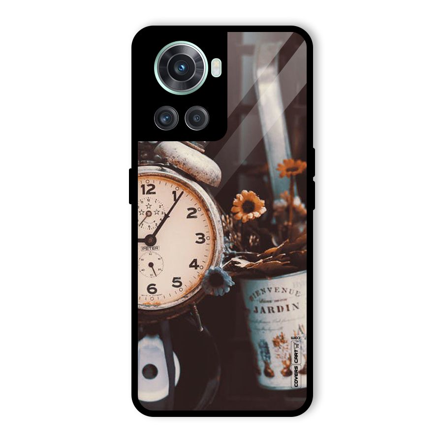 Clock And Flowers Glass Back Case for OnePlus 10R