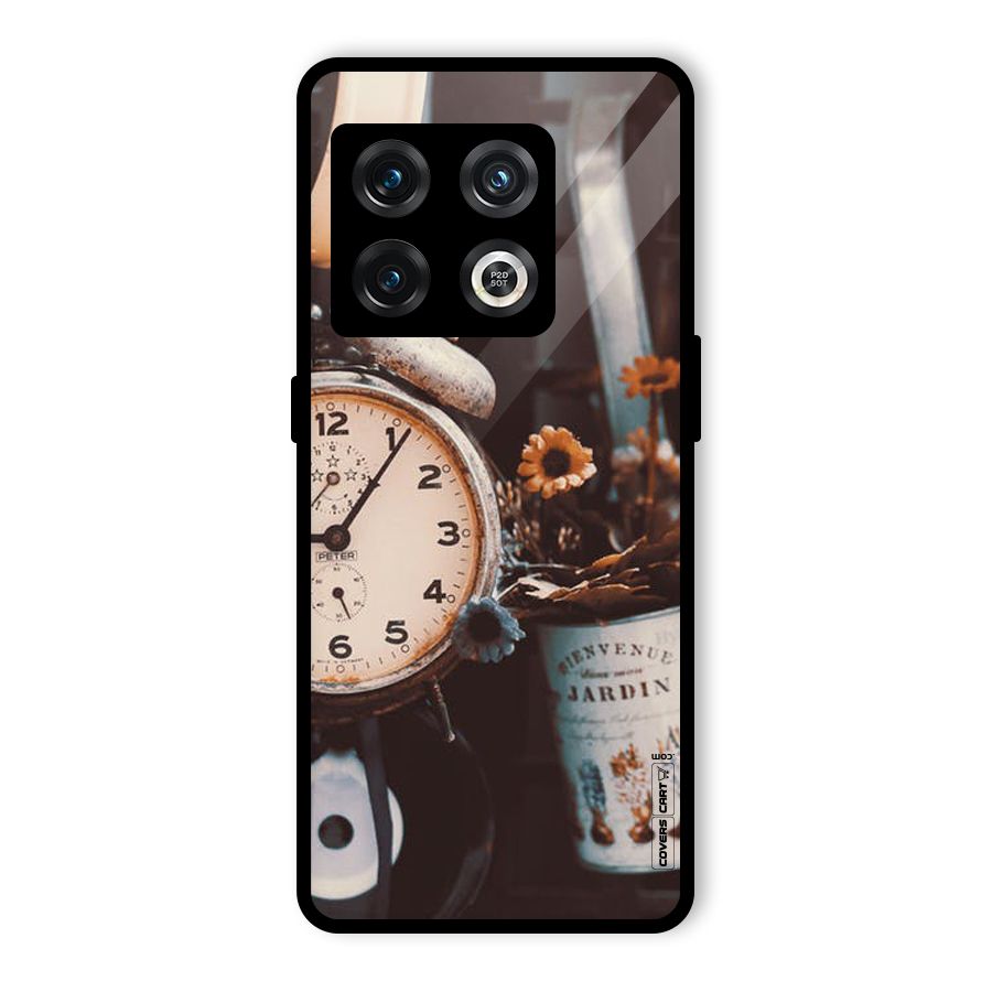 Clock And Flowers Glass Back Case for OnePlus 10 Pro 5G