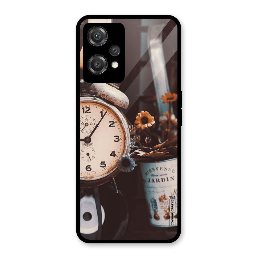 Clock And Flowers Glass Back Case for OnePlus Nord CE 2 Lite 5G