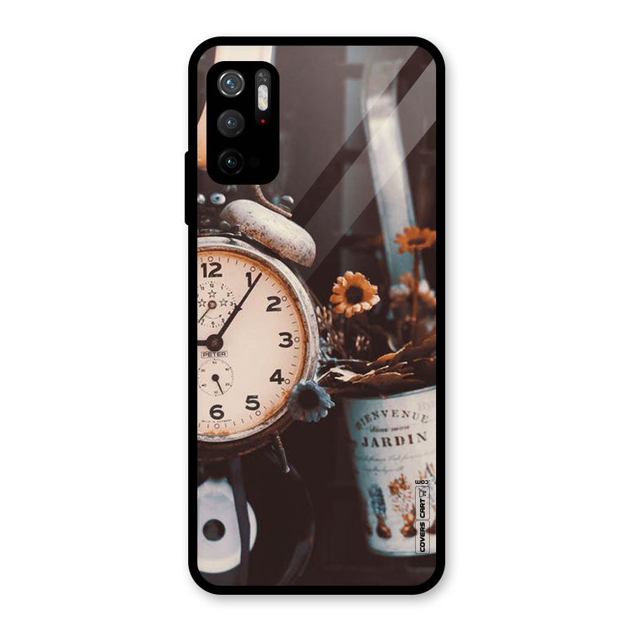 Clock And Flowers Glass Back Case for Poco M3 Pro 5G