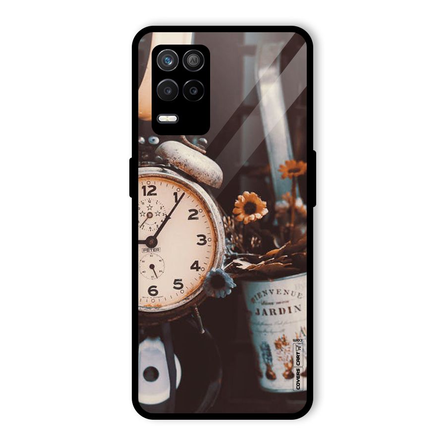 Clock And Flowers Glass Back Case for Realme 8 5G