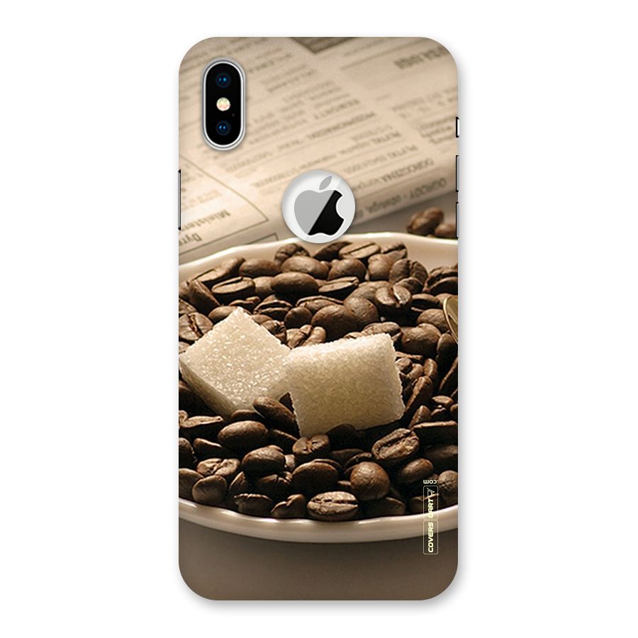 Coffee And Sugar Cubes Back Case for iPhone X Logo Cut