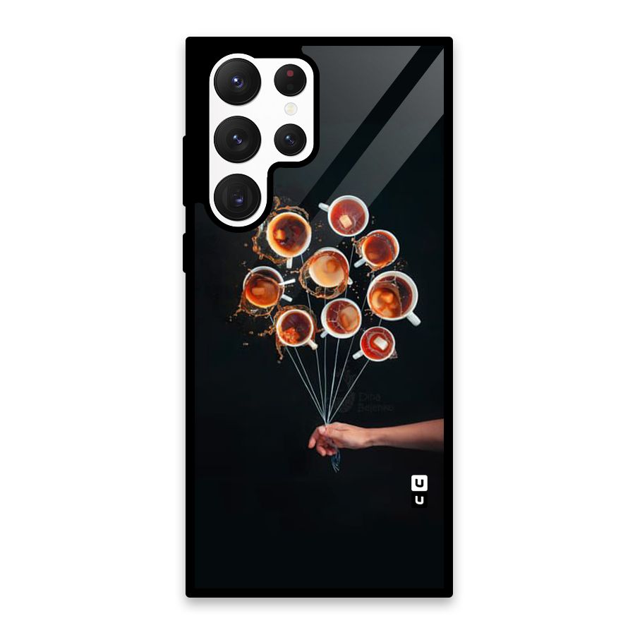 Coffee Balloon Glass Back Case for Galaxy S22 Ultra 5G