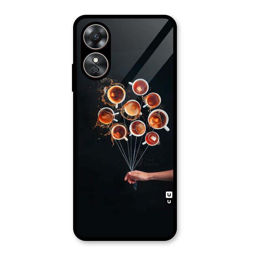 Coffee Balloon Glass Back Case for Oppo A17