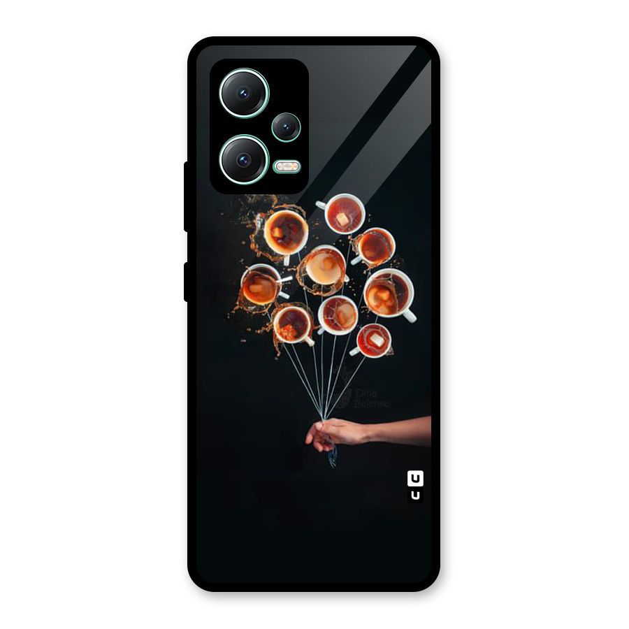 Coffee Balloon Glass Back Case for Redmi Note 12 5G
