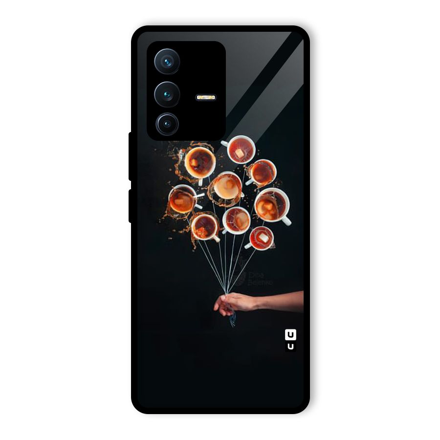 Coffee Balloon Glass Back Case for Vivo V23 Pro