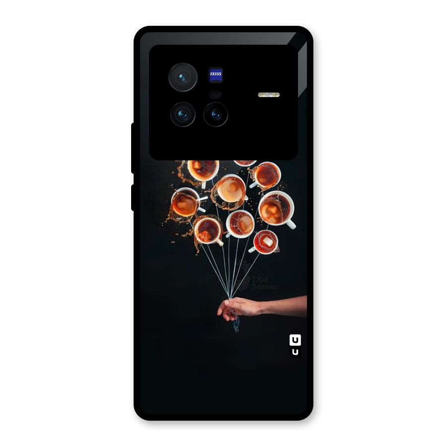 Coffee Balloon Glass Back Case for Vivo X80