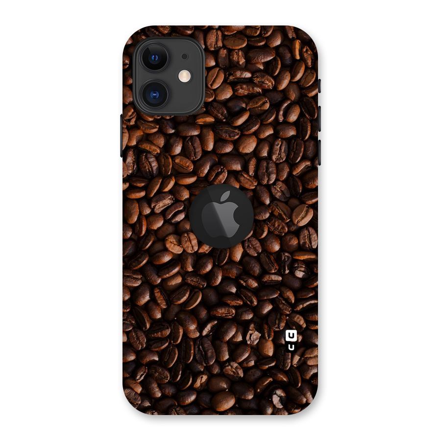 Coffee Beans Scattered Back Case for iPhone 11 Logo Cut