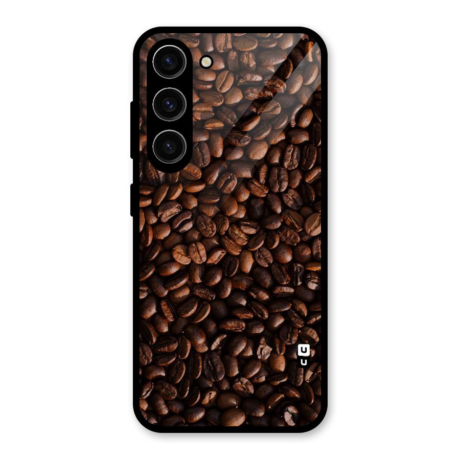 Coffee Beans Scattered Glass Back Case for Galaxy S23