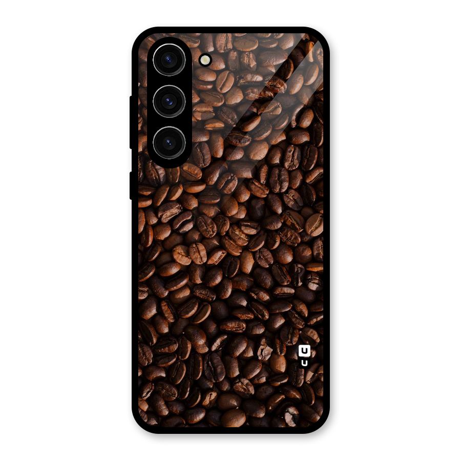 Coffee Beans Scattered Glass Back Case for Galaxy S23 Plus