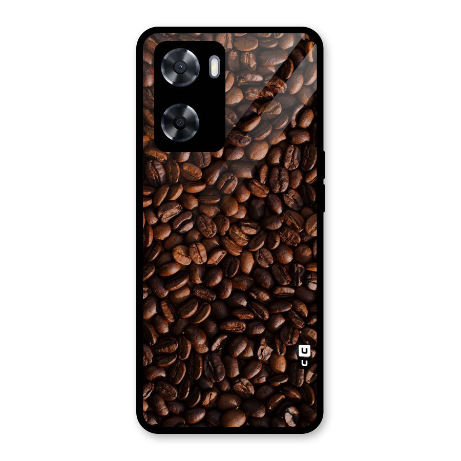 Coffee Beans Scattered Glass Back Case for Oppo A57 2022