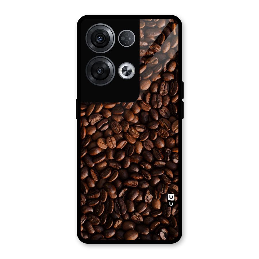 Coffee Beans Scattered Glass Back Case for Oppo Reno8 Pro 5G