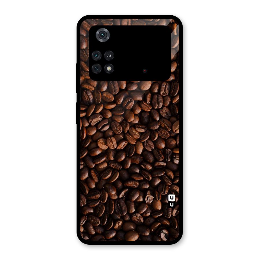 Coffee Beans Scattered Glass Back Case for Poco M4 Pro 4G