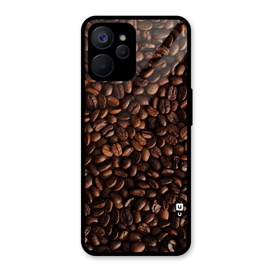 Coffee Beans Scattered Glass Back Case for Realme 9i 5G