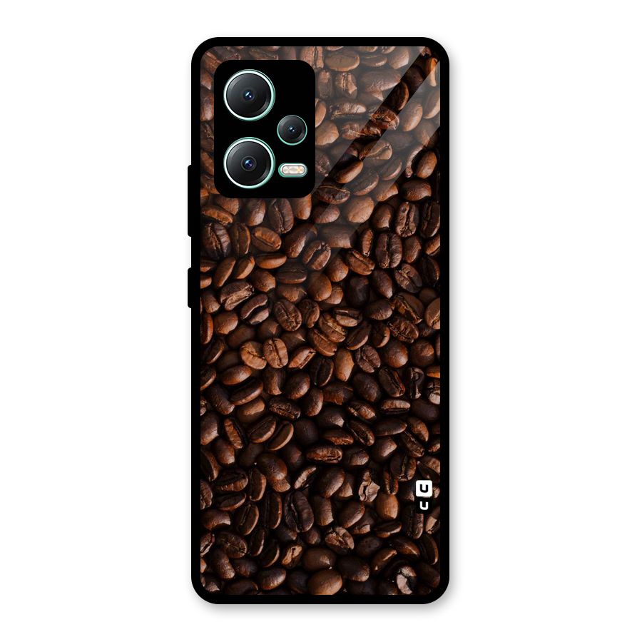 Coffee Beans Scattered Glass Back Case for Redmi Note 12 5G