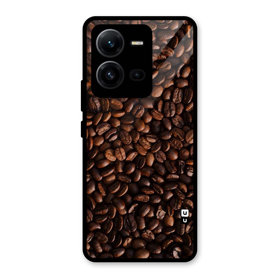 Coffee Beans Scattered Glass Back Case for Vivo V25