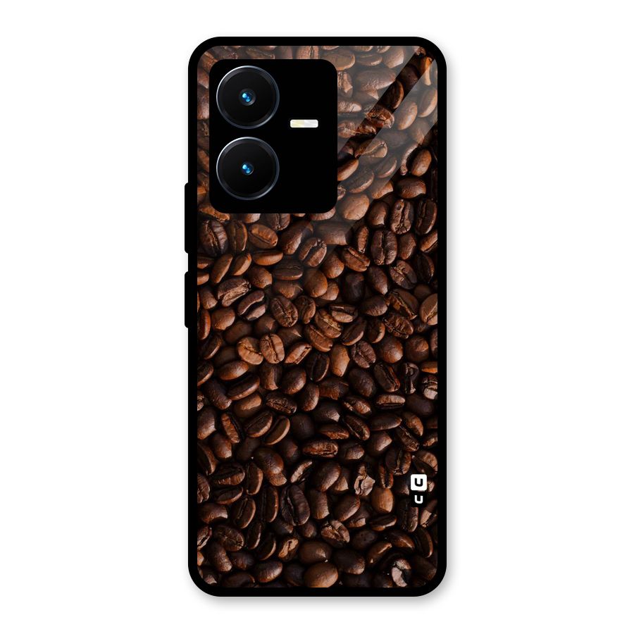 Coffee Beans Scattered Glass Back Case for Vivo Y22