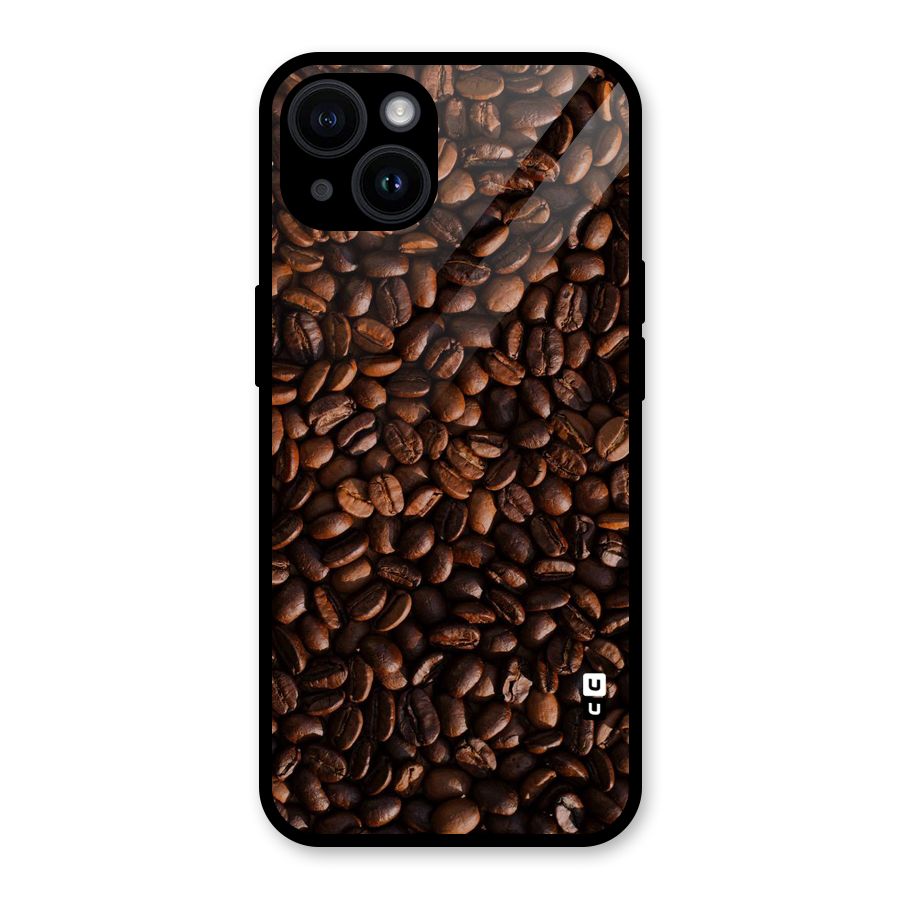 Coffee Beans Scattered Glass Back Case for iPhone 14