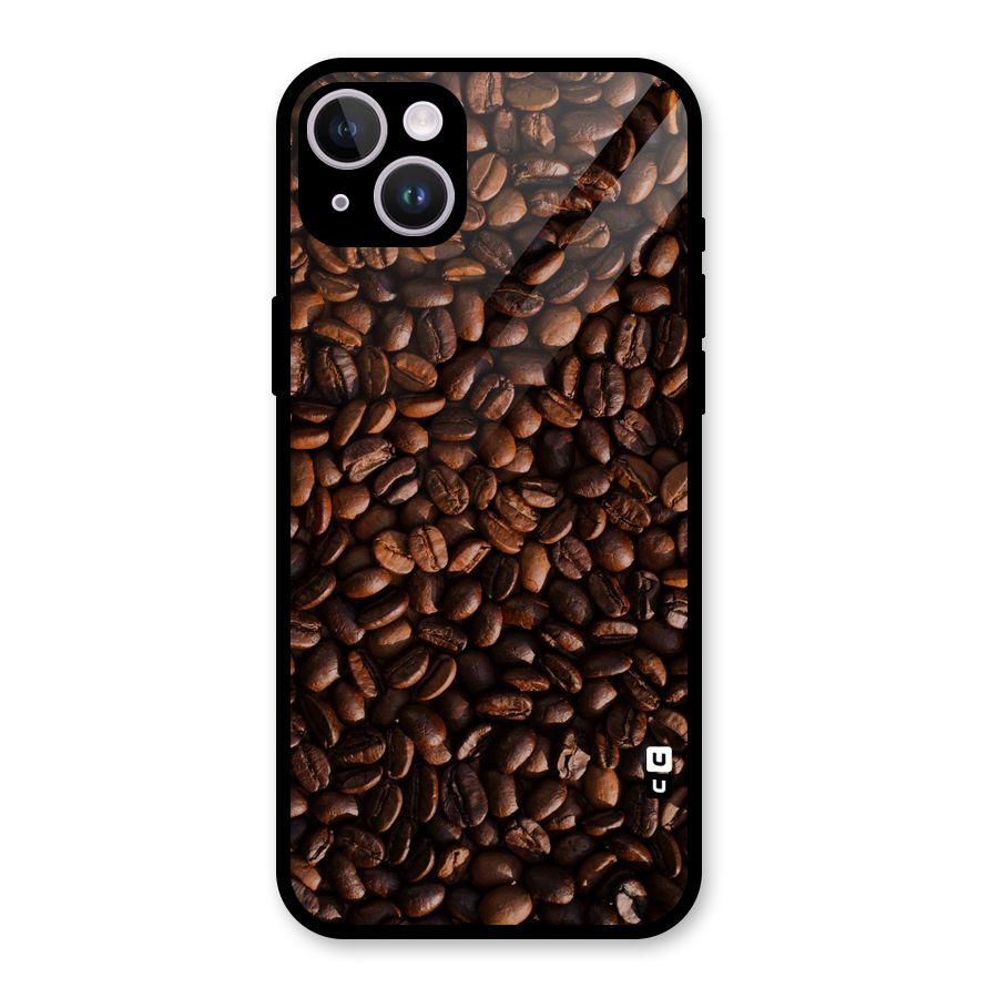 Coffee Beans Scattered Glass Back Case for iPhone 14 Plus