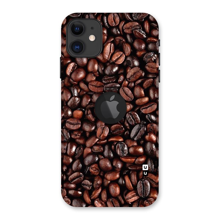 Coffee Beans Texture Back Case for iPhone 11 Logo Cut