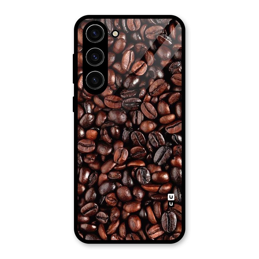 Coffee Beans Texture Glass Back Case for Galaxy S23 Plus