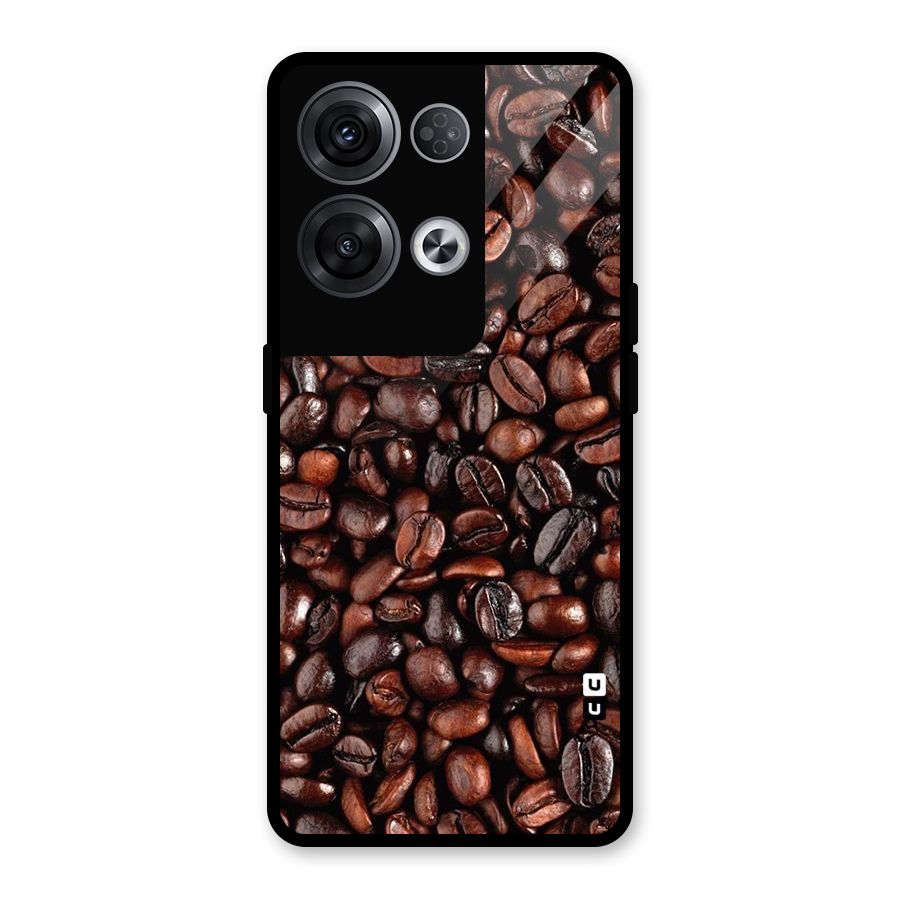 Coffee Beans Texture Glass Back Case for Oppo Reno8 Pro 5G