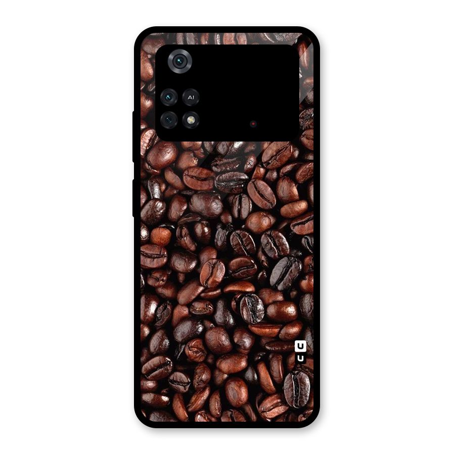 Coffee Beans Texture Glass Back Case for Poco M4 Pro 4G