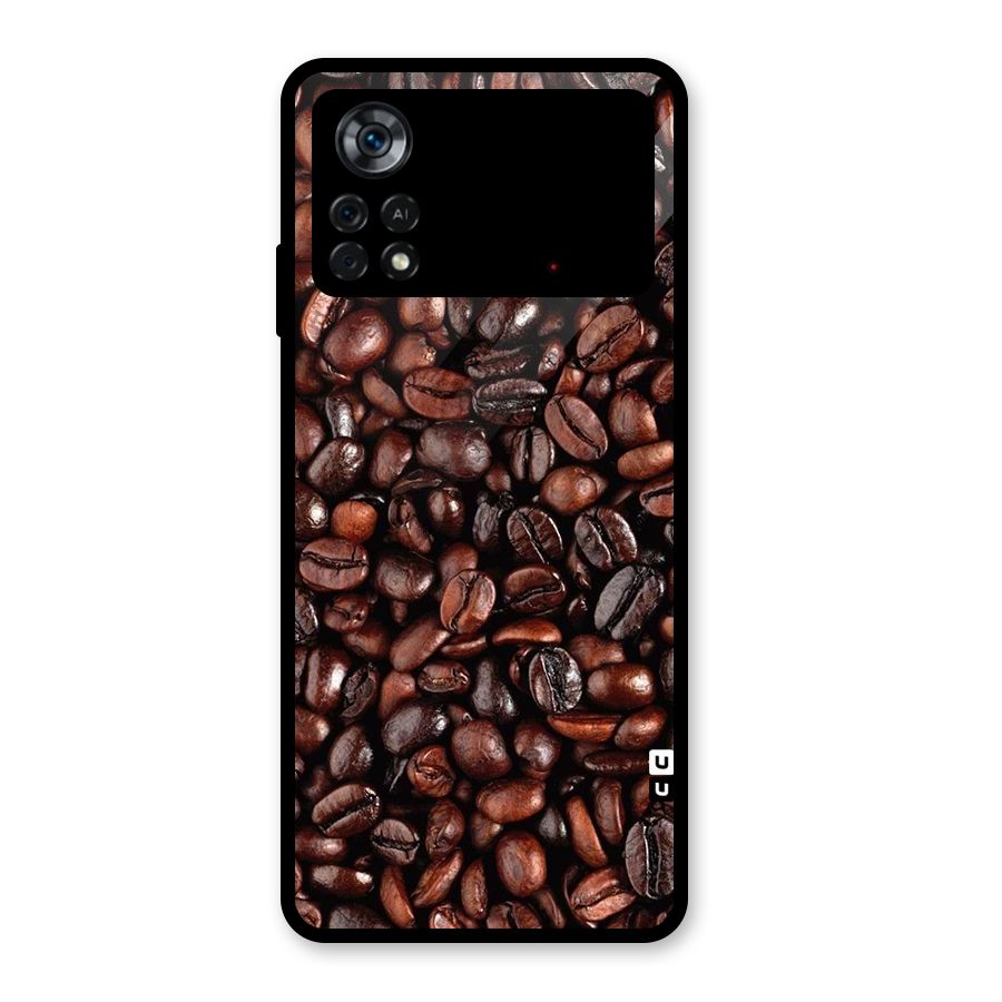 Coffee Beans Texture Glass Back Case for Poco X4 Pro 5G