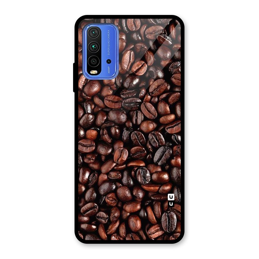 Coffee Beans Texture Glass Back Case for Redmi 9 Power