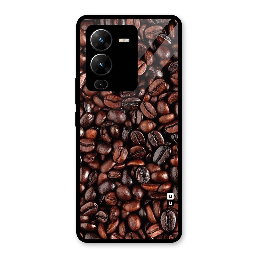 Coffee Beans Texture Glass Back Case for Vivo V25 Pro