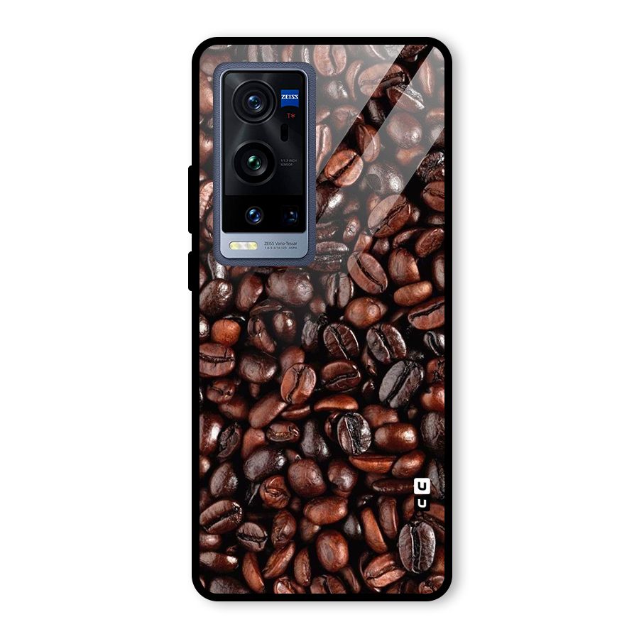 Coffee Beans Texture Glass Back Case for Vivo X60 Pro Plus