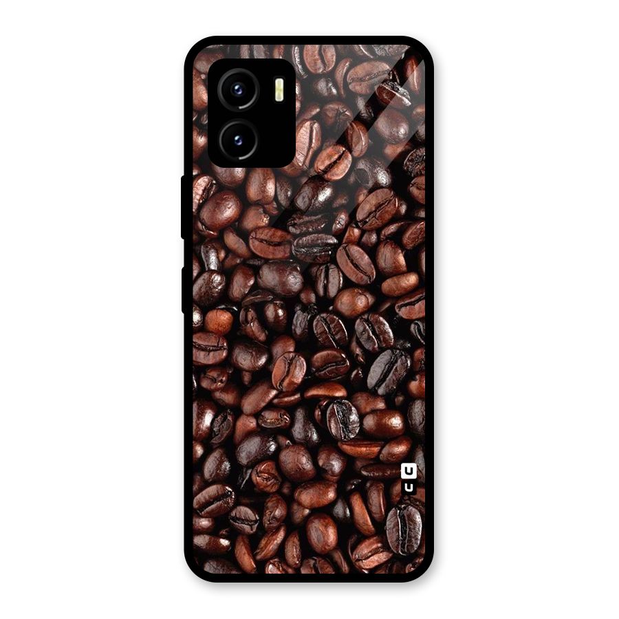 Coffee Beans Texture Glass Back Case for Vivo Y15s