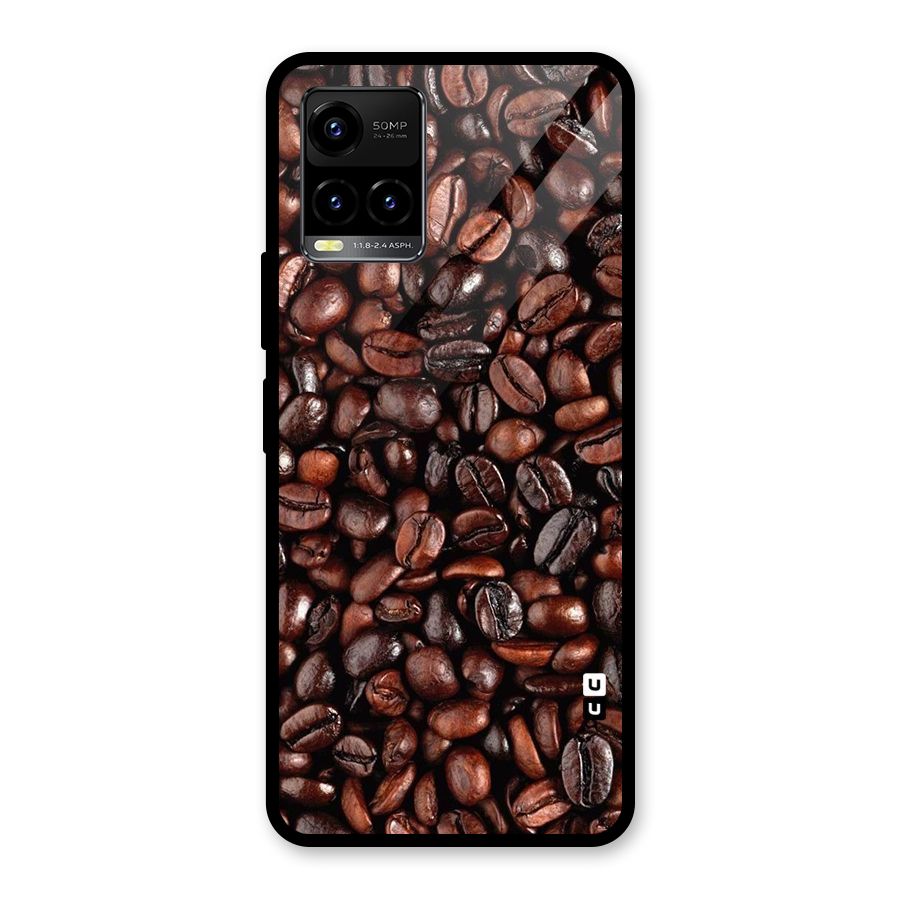 Coffee Beans Texture Glass Back Case for Vivo Y21A
