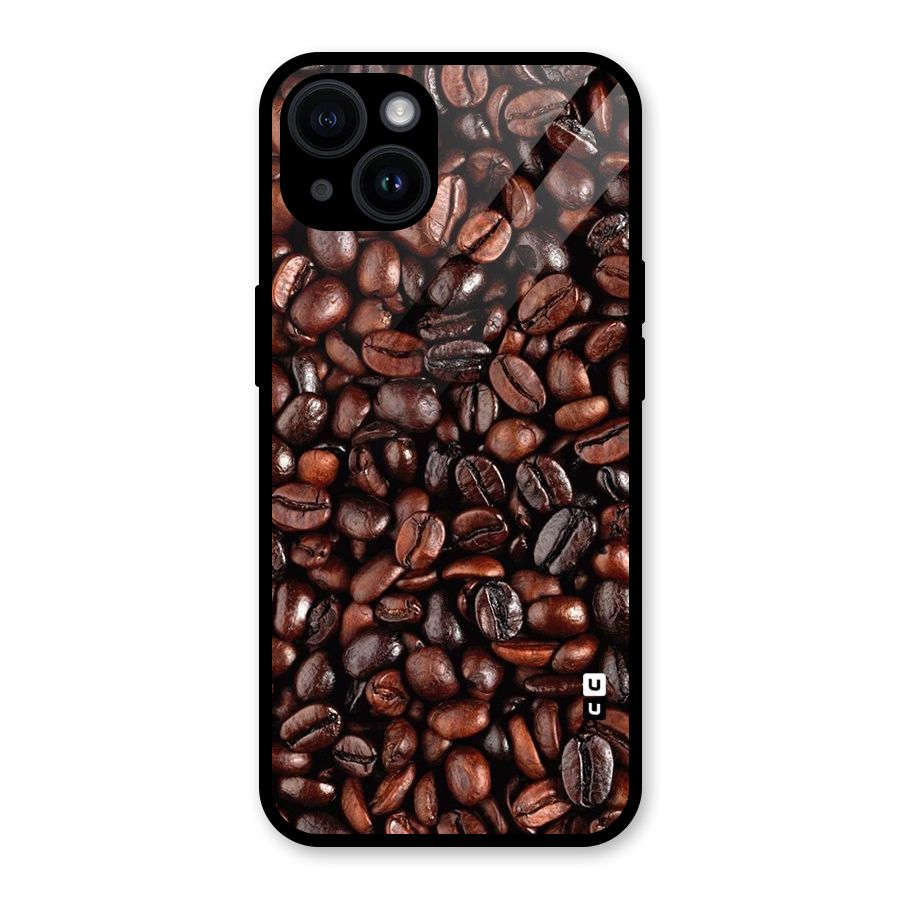 Coffee Beans Texture Glass Back Case for iPhone 14