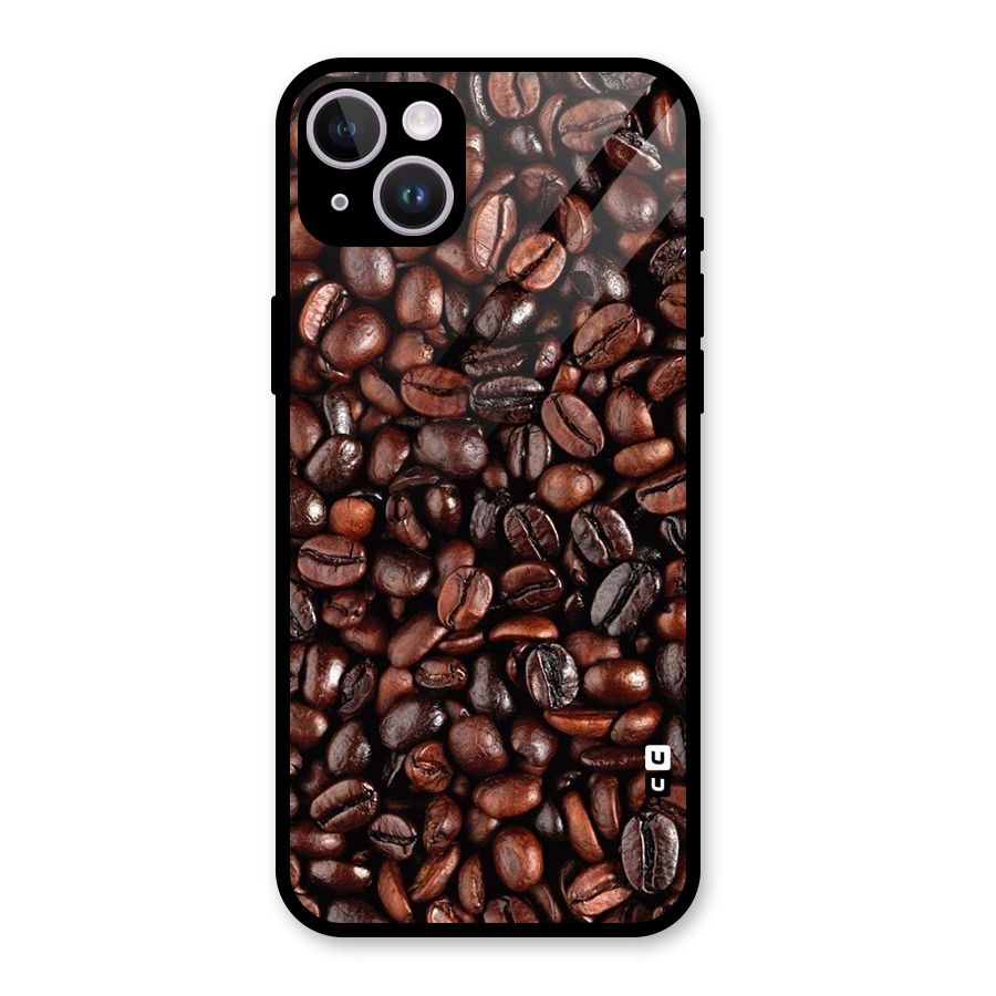 Coffee Beans Texture Glass Back Case for iPhone 14 Plus