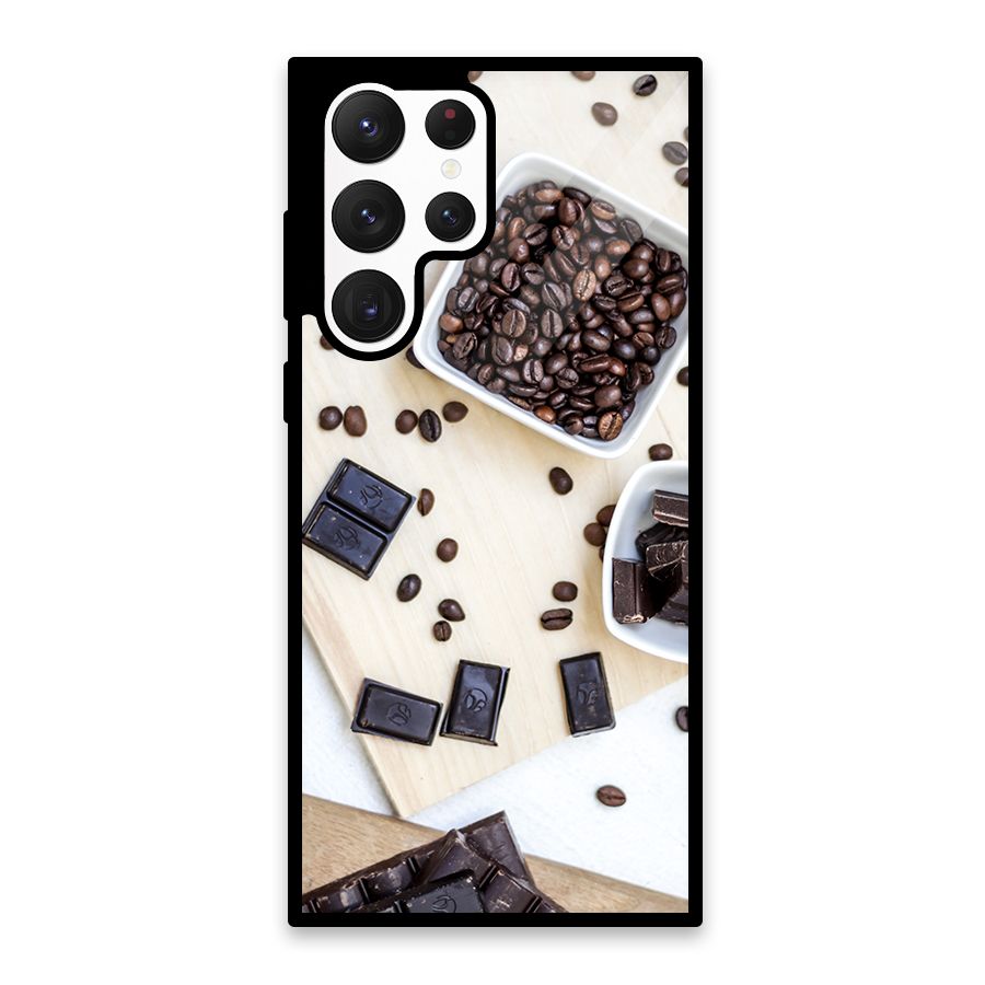Coffee Beans and Chocolate Glass Back Case for Galaxy S22 Ultra 5G