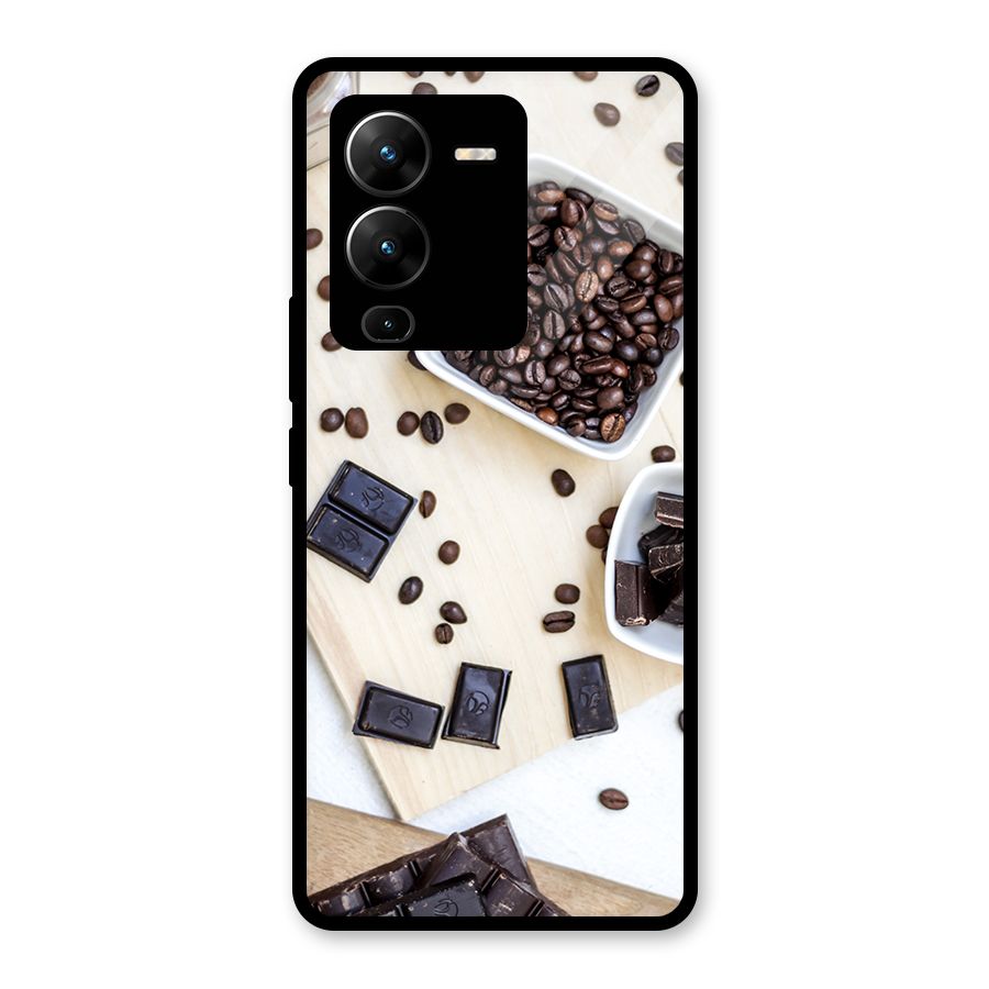 Coffee Beans and Chocolate Glass Back Case for Vivo V25 Pro