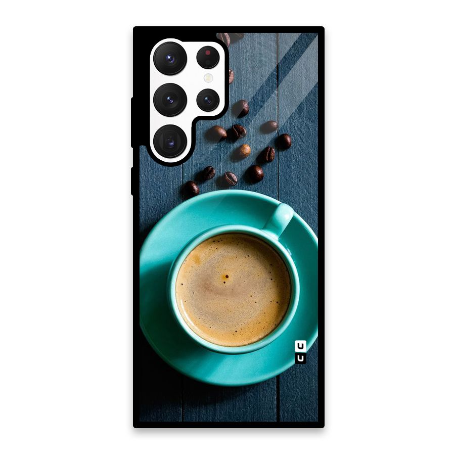 Coffee Beans and Cup Glass Back Case for Galaxy S22 Ultra 5G