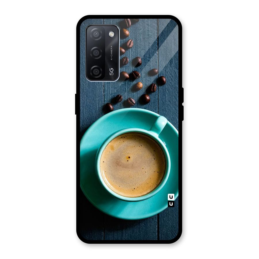 Coffee Beans and Cup Glass Back Case for Oppo A53s 5G