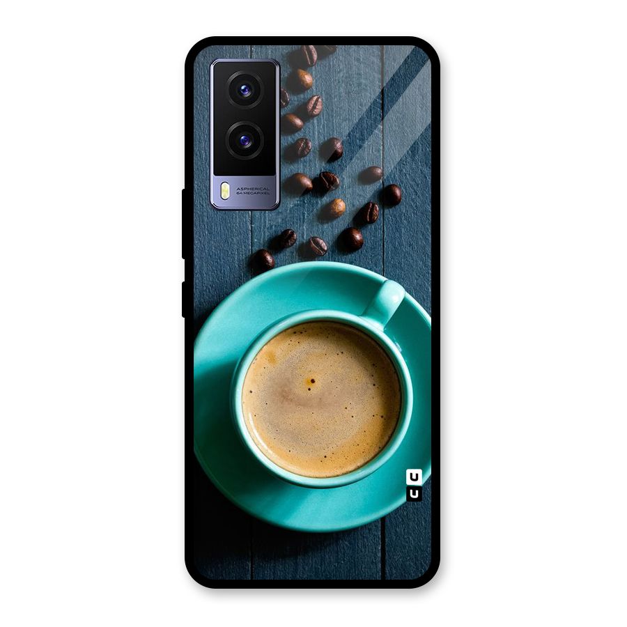 Coffee Beans and Cup Glass Back Case for Vivo V21e 5G