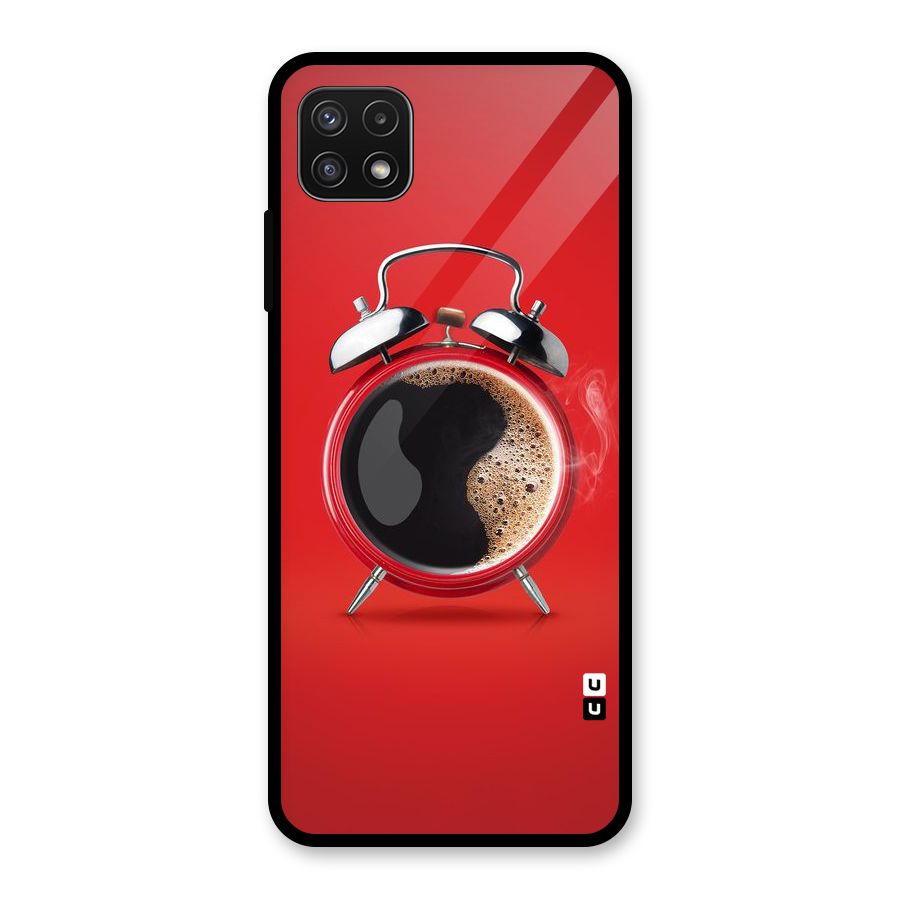 Coffee Clock Glass Back Case for Galaxy A22 5G
